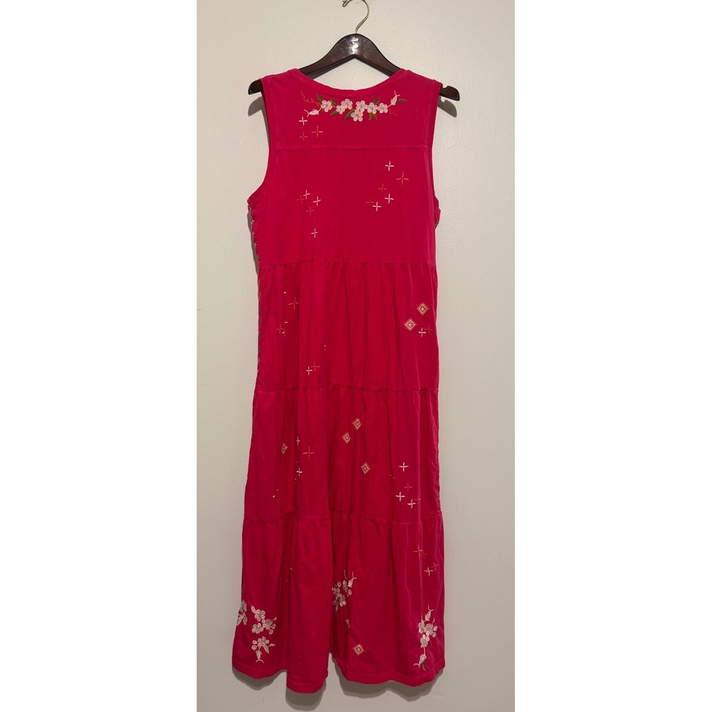 Johnny Was Ceretti Pink Embroidered Tiered Maxi Dress Womens XL Cotton J37723-4 - Picture 9 of 15